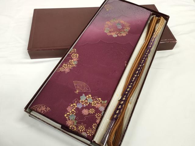 平和屋着物●和装小物　帯締め・帯揚げセット　花丸文　扇散らし　冠組　逸品　未使用　DABD7631zzz