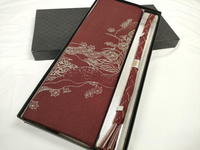 平和屋着物●和装小物　帯締め・帯揚げセット　道長吉祥花文　組紐　金糸　逸品　未使用　DABD7634zzz 平和屋着物○和装小物 帯締め・帯揚げセット 道長吉祥花文 組紐 金糸 逸品