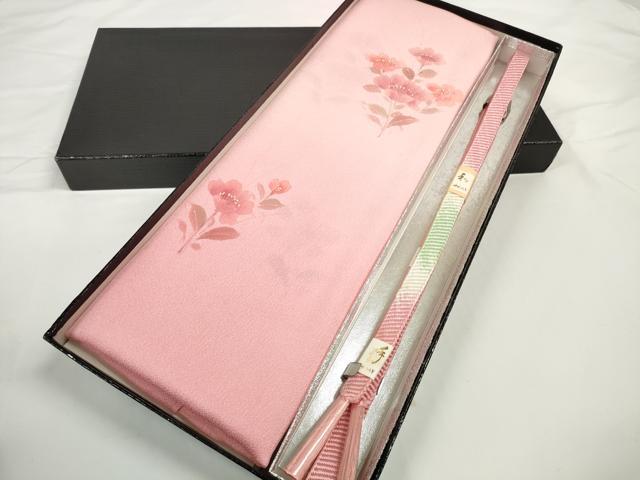 平和屋着物●和装小物　帯締め・帯揚げセット　手描き　草花文　逸品　未使用　DABD7635zzz
