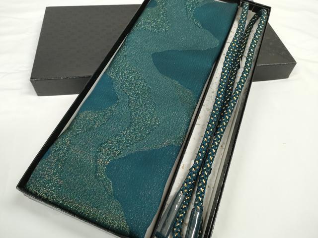 平和屋着物●和装小物　帯締め・帯揚げセット　流水文　ラメ糸　丸組　金糸　逸品　未使用　DABD7637zzz