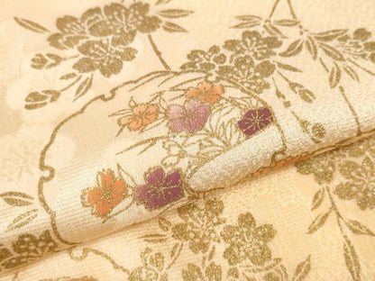 平和屋着物●和装小物　帯締め・帯揚げセット　雪輪花文　金彩　高麗組　金糸　逸品　未使用　DABD7638zzz