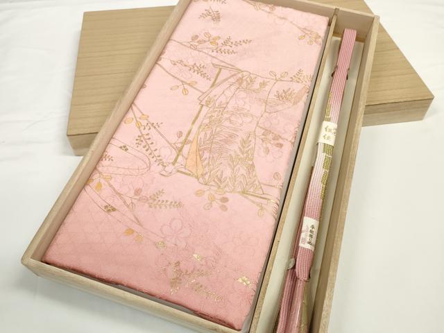 平和屋着物●和装小物　帯締め・帯揚げセット　誰が袖萩文　金彩　高麗組　金糸　逸品　未使用　DABD7642zzz