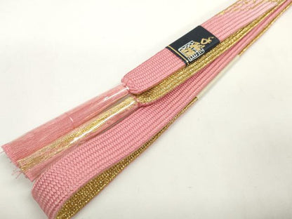 平和屋着物●和装小物　帯締め・帯揚げセット　舞花文　金彩　高麗組　金糸　逸品　未使用　DABD7643zzz