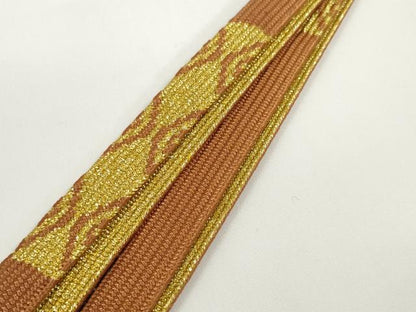 平和屋着物●和装小物　帯締め・帯揚げセット　小花文　高麗組　金糸　逸品　未使用　DABD7644zzz
