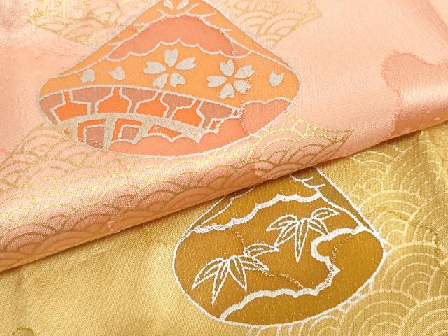 平和屋着物●和装小物　帯締め・帯揚げセット　貝合わせ花文　金銀彩　手組紐　金糸　逸品　未使用　DABD7645zzz