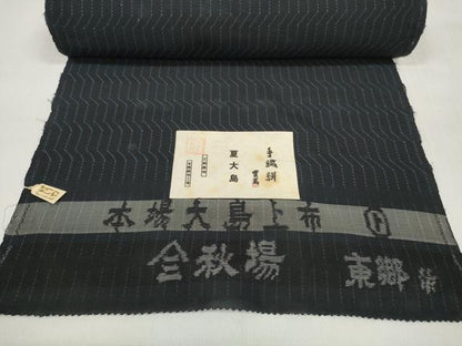 平和屋着物＊夏物　銀座きしや　東郷織物謹製　本場大島紬　上布　夏大島　反物　着尺　変わり間道　証紙付き　逸品　未使用　DABD7684zzz