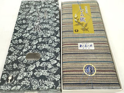 平和屋着物＊夏物 阿波しじら織 浴衣 反物 着尺 正藍染 間道 証紙・箱付き 綿 逸品 未使用 DABD7686zzz