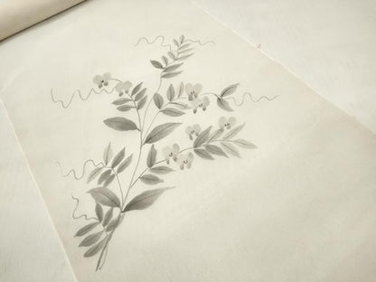 平和屋着物＊夏物 西陣 名古屋帯 帯反物 紗紬 手描き 露草 逸品 未使用 DABD7717zzz