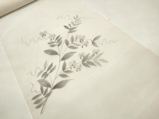 平和屋着物＊夏物 西陣 名古屋帯 帯反物 紗紬 手描き 露草 逸品 未使用 DABD7717zzz