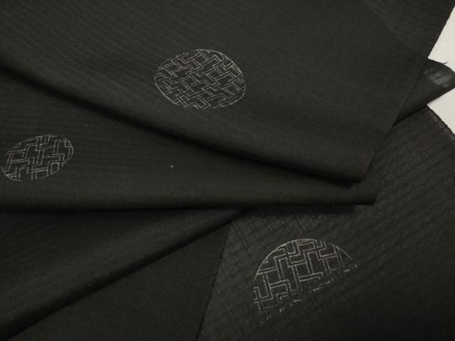 平和屋着物＊夏物 紗紬 反物 着尺 北斎模様 黒地 逸品 未使用 DABD7765zzz