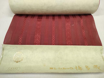 平和屋着物＊夏物　名古屋帯　帯反物　博多帯　紗献上　葡萄色　証紙付き　東レシルック　未使用　DABD7772zzz