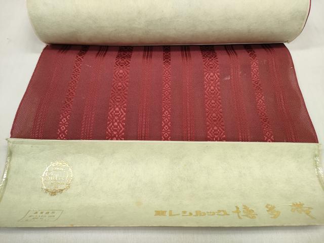 平和屋着物＊夏物　名古屋帯　帯反物　博多帯　紗献上　葡萄色　証紙付き　東レシルック　未使用　DABD7772zzz