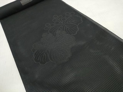 平和屋着物＊夏物 西陣さの善謹製 名古屋帯 帯反物 黒共帯 衿芯付き 五三桐 証紙付き 未使用 DABD7775zzz