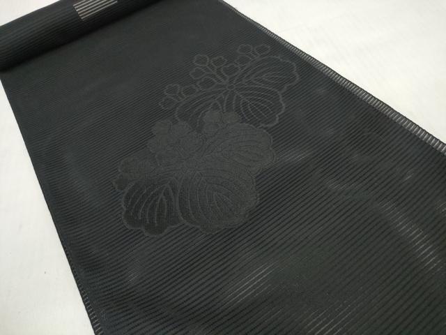 平和屋着物＊夏物 西陣さの善謹製 名古屋帯 帯反物 黒共帯 衿芯付き 五三桐 証紙付き 未使用 DABD7775zzz