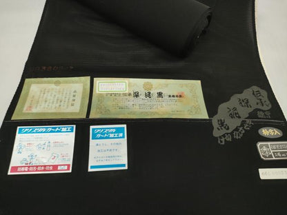 平和屋着物＊夏物 黒紋付 黒反物 着尺 絽 深泥黒 五倍子黒 逸品 未使用 DABD7776zzz