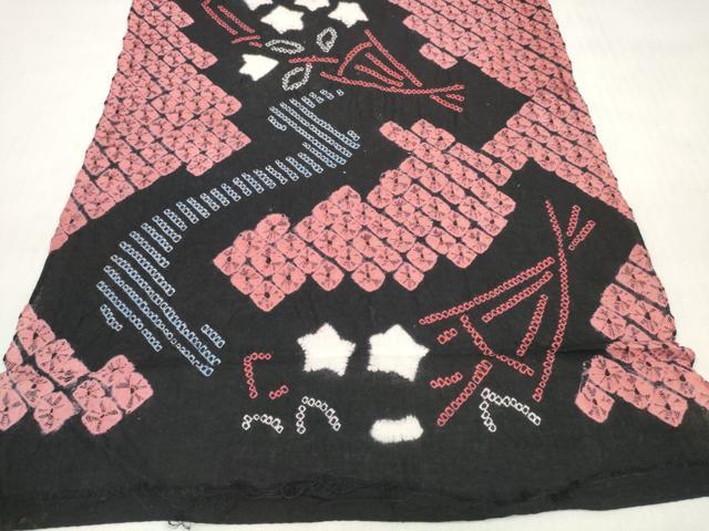 平和屋着物＊夏物 有松鳴海絞り 浴衣 反物 着尺 扇面花文 綿 逸品 未使用 DABD7790zzz
