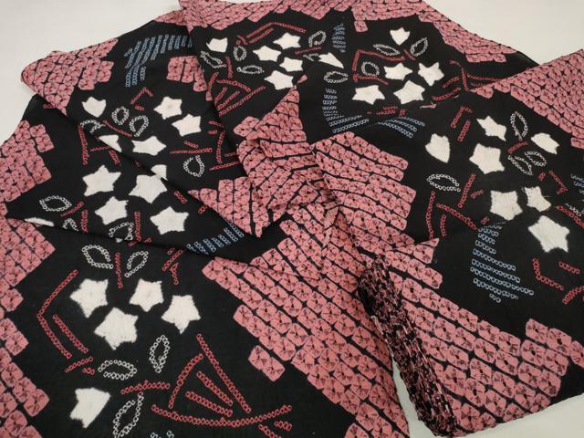 平和屋着物＊夏物 有松鳴海絞り 浴衣 反物 着尺 扇面花文 綿 逸品 未使用 DABD7790zzz