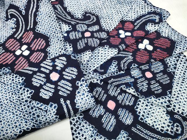平和屋着物＊夏物 有松鳴海絞り 浴衣 反物 着尺 花繋ぎ 綿 逸品 未使用 DABD7791zzz