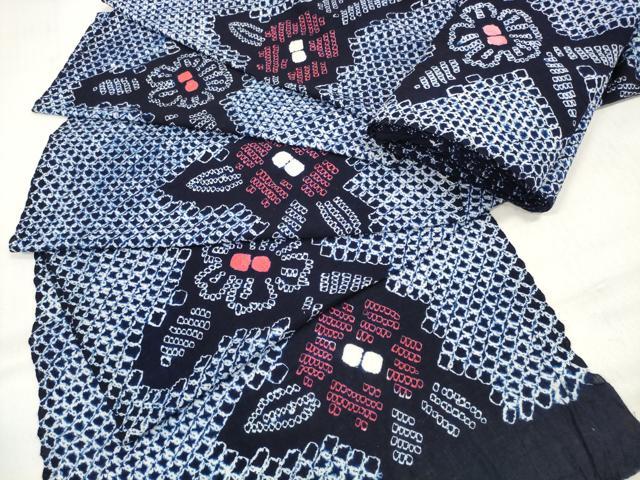 平和屋着物＊夏物 有松鳴海絞り 浴衣 反物 着尺 花繋ぎ 綿 逸品 未使用 DABD7792zzz