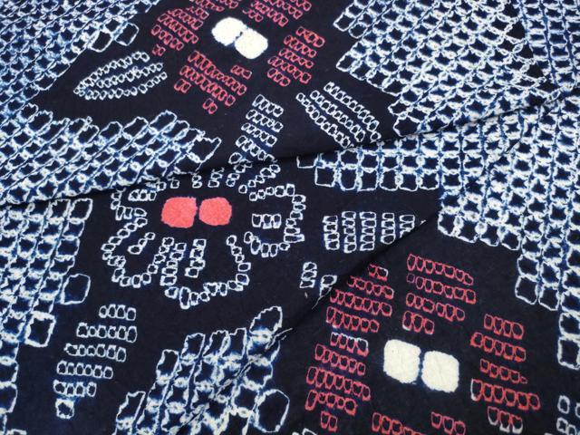 平和屋着物＊夏物 有松鳴海絞り 浴衣 反物 着尺 花繋ぎ 綿 逸品 未使用 DABD7792zzz
