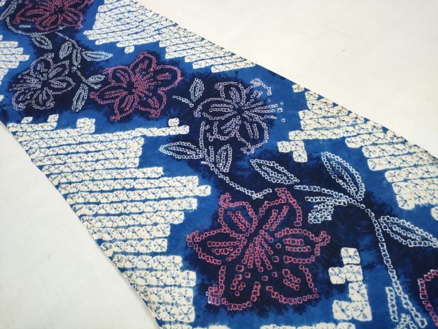 平和屋着物＊夏物 有松鳴海絞り 浴衣 反物 着尺 花繋ぎ 綿 逸品 未使用 DABD7793zzz