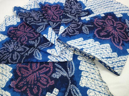 平和屋着物＊夏物 有松鳴海絞り 浴衣 反物 着尺 花繋ぎ 綿 逸品 未使用 DABD7793zzz