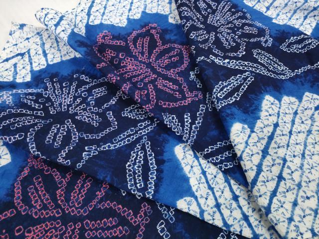 平和屋着物＊夏物 有松鳴海絞り 浴衣 反物 着尺 花繋ぎ 綿 逸品 未使用 DABD7793zzz