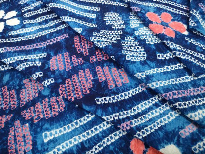 平和屋着物＊夏物 有松鳴海絞り 浴衣 反物 着尺 花散らし 綿 逸品 未使用 DABD7795zzz