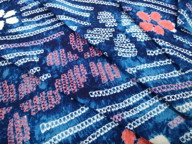 平和屋着物＊夏物 有松鳴海絞り 浴衣 反物 着尺 花散らし 綿 逸品 未使用 DABD7795zzz