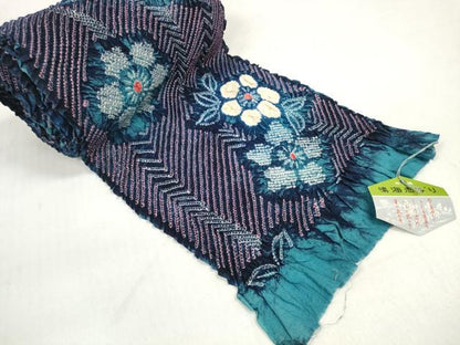 平和屋着物＊夏物　有松鳴海絞り　浴衣　反物　着尺　花繋ぎ　湯のし前　綿　逸品　未使用　DABD7797zzz