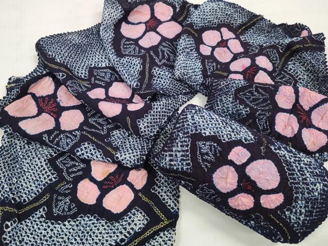 平和屋着物＊夏物 有松鳴海絞り 浴衣 反物 着尺 花繋ぎ 湯のし前 綿 逸品 未使用 DABD7801zzz