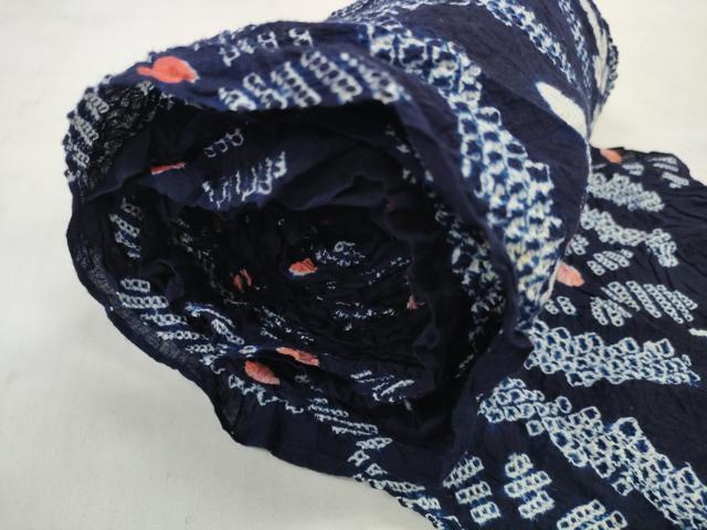 平和屋着物＊夏物 有松鳴海絞り 浴衣 反物 着尺 立涌花文 湯のし前 綿 逸品 未使用 DABD7802zzz