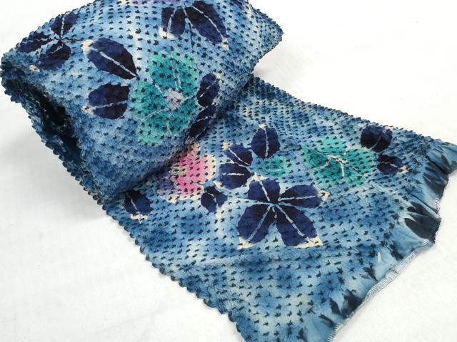 平和屋着物＊夏物 総絞り 浴衣 反物 着尺 椿 湯のし前 綿 逸品 未使用 DABD7809zzz