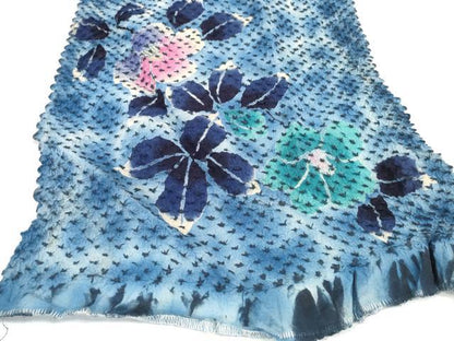 平和屋着物＊夏物 総絞り 浴衣 反物 着尺 椿 湯のし前 綿 逸品 未使用 DABD7809zzz