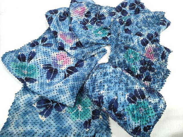 平和屋着物＊夏物 総絞り 浴衣 反物 着尺 椿 湯のし前 綿 逸品 未使用 DABD7809zzz
