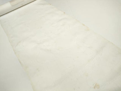 平和屋着物＊夏物　長襦袢　小千谷ちぢみ　反物　着尺　本麻翠紗 流水紋紗 生成り色 小千谷織物　証紙付き　麻　逸品　未使用　DABD7822zzz
