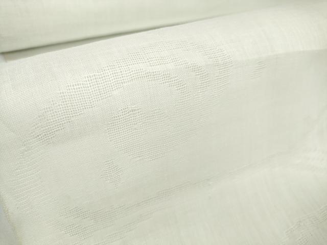 平和屋着物＊夏物 長襦袢 反物 着尺 立波紋紗 白緑色 麻 逸品 未使用 DABD7823zzz