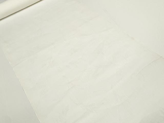 平和屋着物＊夏物 長襦袢 小千谷ちぢみ 反物 着尺 葉唐草紋紗 生成り色 小千谷織物 証紙付き 麻 逸品 未使用 DABD7824zzz