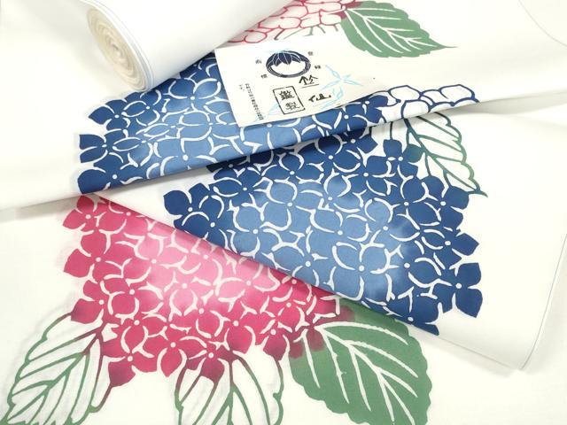 平和屋着物＊夏物 竺仙鑑製 浴衣 反物 着尺 紫陽花 アジサイ 綿 逸品 未使用 DABD7830zzz