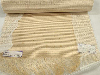 平和屋着物＊夏物　絽綴れ　名古屋帯　帯反物　横段文　淡香色　逸品　未使用　DABD7832zzz