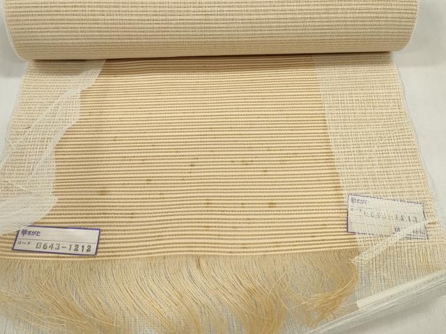 平和屋着物＊夏物　絽綴れ　名古屋帯　帯反物　横段文　淡香色　逸品　未使用　DABD7832zzz