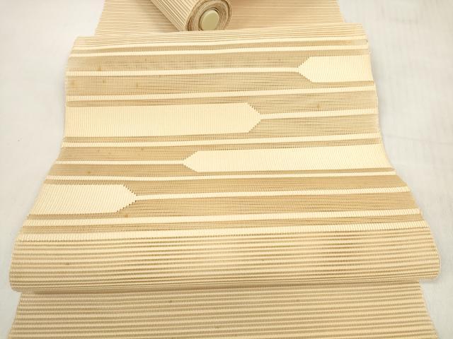 平和屋着物＊夏物　絽綴れ　名古屋帯　帯反物　横段文　淡香色　逸品　未使用　DABD7832zzz