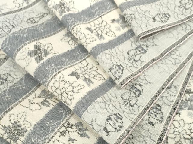 平和屋着物＊夏物 盛夏結城 紬 反物 着尺 吉祥花間道 逸品 未使用 DABD7835zzz