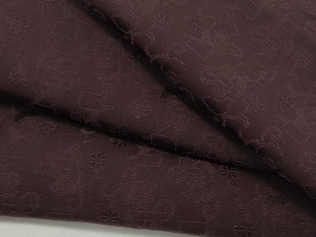 平和屋着物▼色無地　解き反物　着尺　花唐草地紋　似せ紫色　逸品　DABD7841zzz