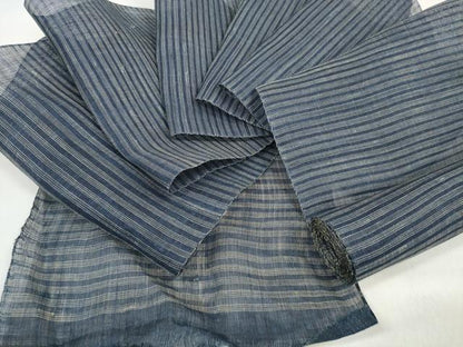 平和屋着物▽羽織・コート　反物　羽尺　スリーシーズン　春夏秋　塵除け　横縞　麻　逸品　未使用　DABD7864zzz