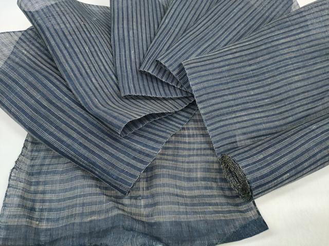 平和屋着物▽羽織・コート　反物　羽尺　スリーシーズン　春夏秋　塵除け　横縞　麻　逸品　未使用　DABD7864zzz