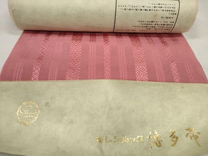 平和屋着物＊夏物 名古屋帯 帯反物 博多織 紗献上 今様色 東レシルック 未使用 DABD7877zzz