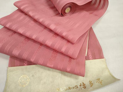 平和屋着物＊夏物 名古屋帯 帯反物 博多織 紗献上 今様色 東レシルック 未使用 DABD7877zzz