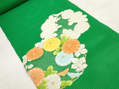 平和屋着物＊夏物 西陣 河村織物 河村つづれ 名古屋帯 帯反物 花丸文 金銀糸 証紙付き 逸品 未使用 DABD7888zzz