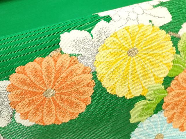 平和屋着物＊夏物 西陣 河村織物 河村つづれ 名古屋帯 帯反物 花丸文 金銀糸 証紙付き 逸品 未使用 DABD7888zzz